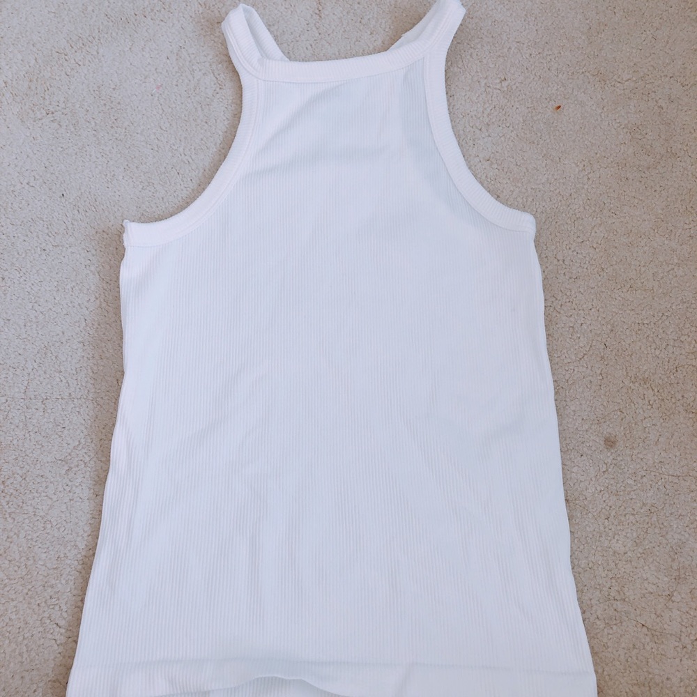 Ribbed white halter top